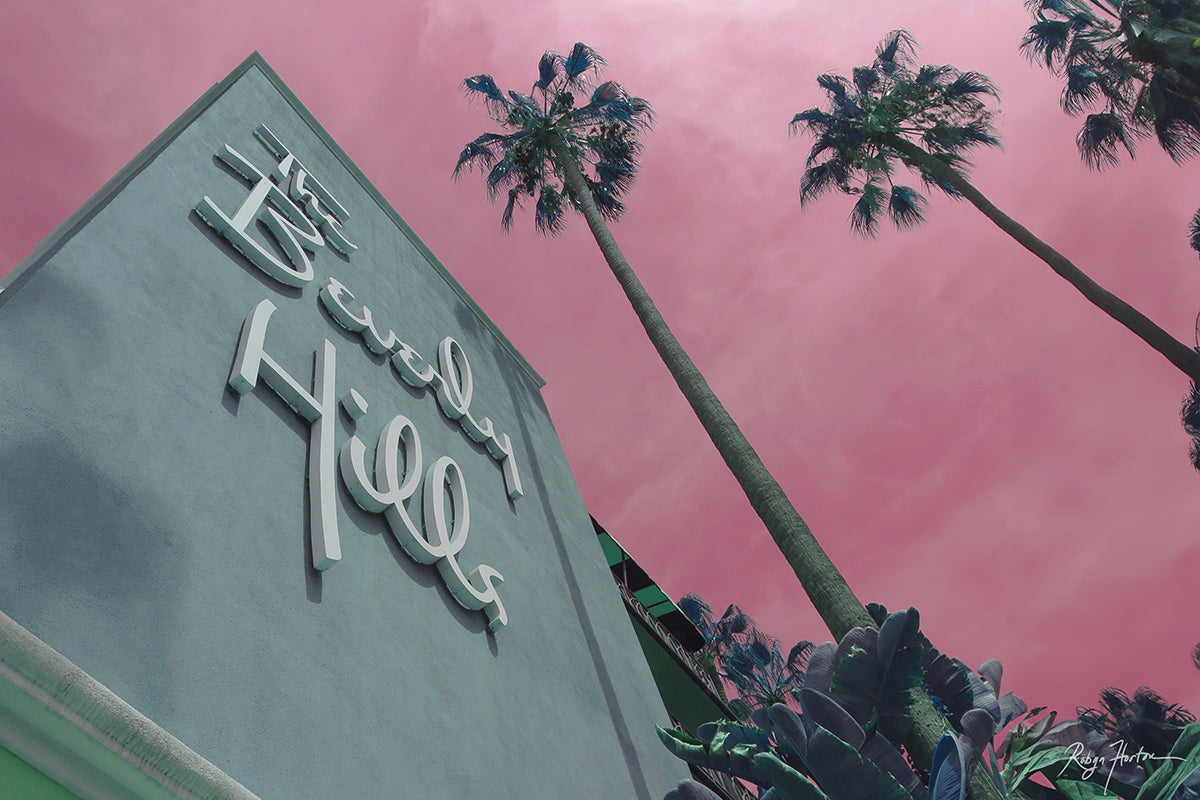 "Beverly Hills Hotel, Pink Sky", 40"w x 30"h Photographic Print on Canvas