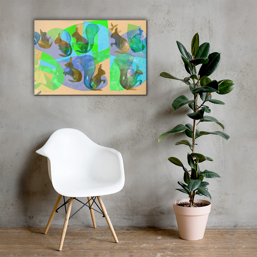 Squirrels, Animal Life, Surreal, Parody, Digital Art, Canvas Print, High Quality Image, For Home Decor & Interior Design