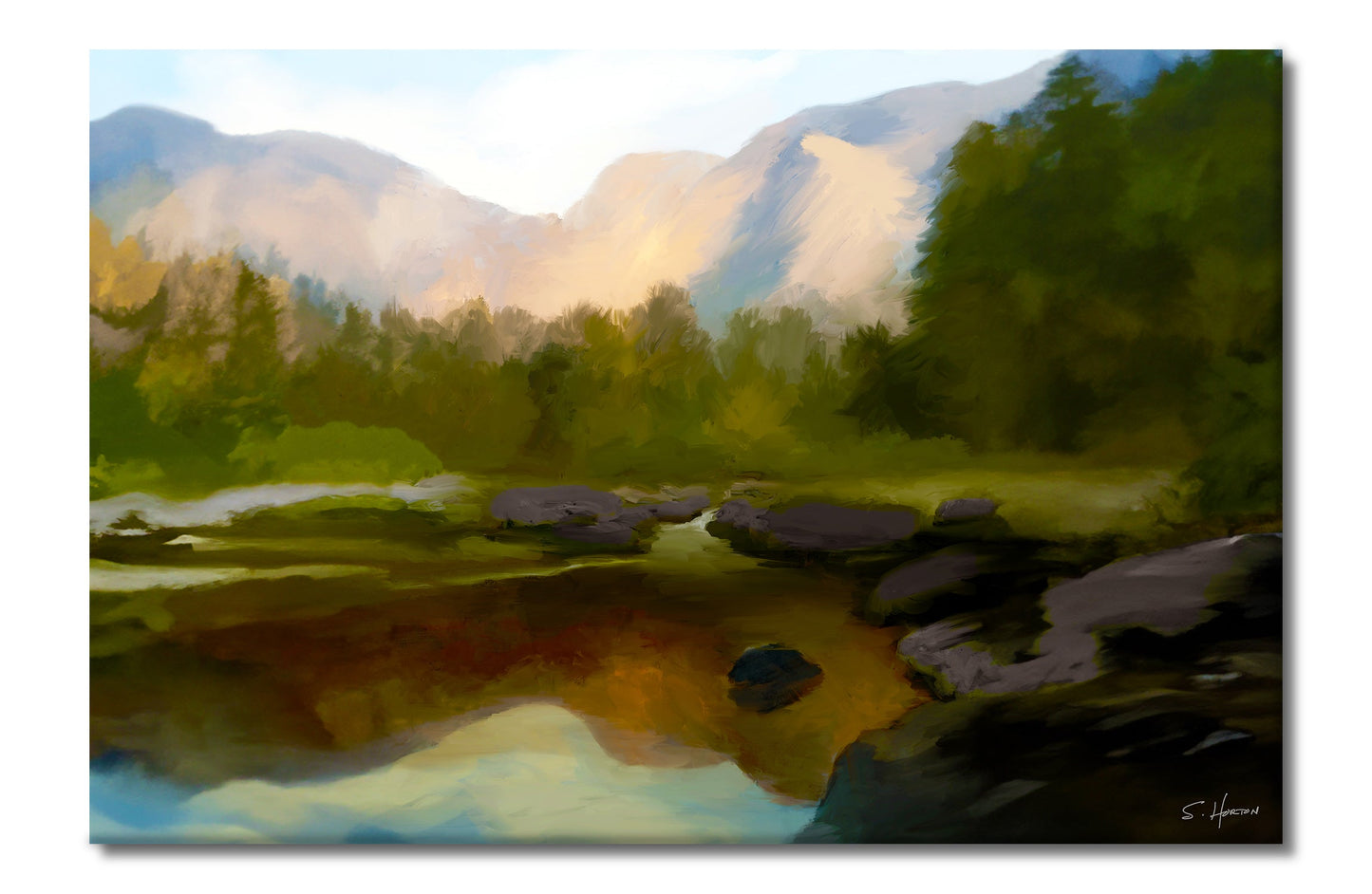 "Still Mountain Waters", Digital Art, Giclee on Canvas with Signature, High Quality Image, 24"x36" or 40"x60", Limited Edition of 50