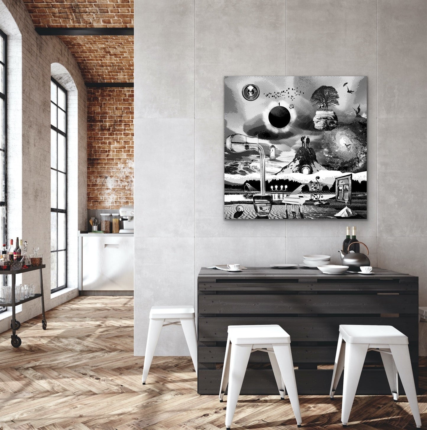 Dreamcatchers 03 - Surreal Limited Edition Giclée, Black & White on Canvas