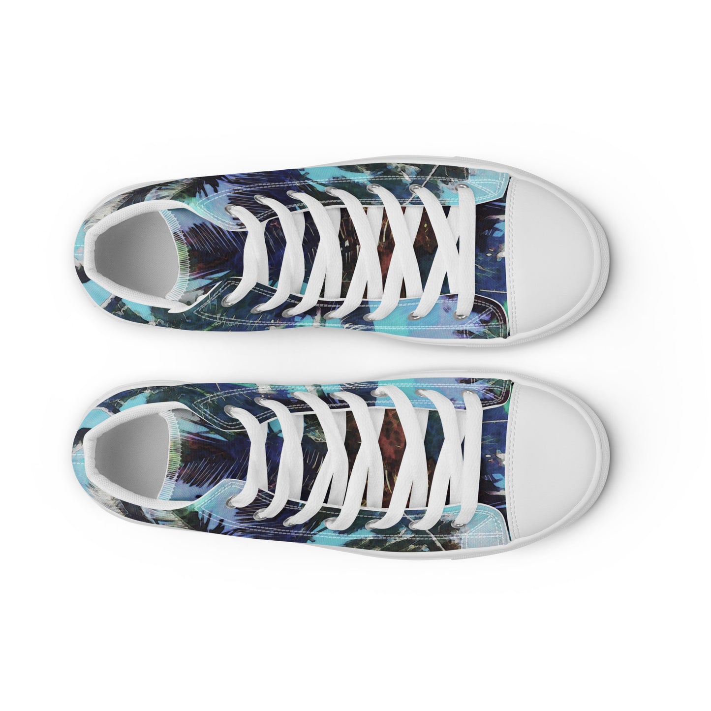 Beach Life, Abstract, Original Art, Men’s High Top Canvas, Sneakers, Shoes, Laces, Canvas, Casual