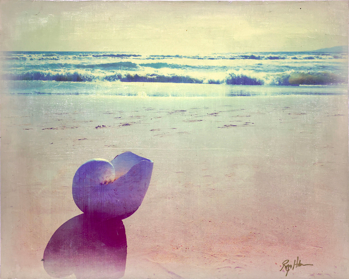 "She Sells Seashells", 20"w x 16"h Print Mounted on Board, Hand-Embellished