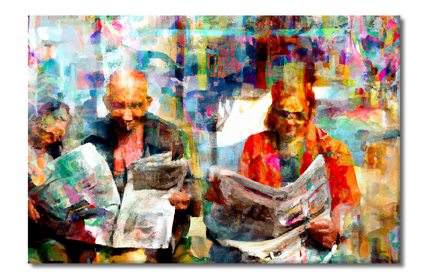 Couple Reading, Urban Vibes, Digital Art, Canvas Print, High Quality Image, For Home Decor & Interior Design