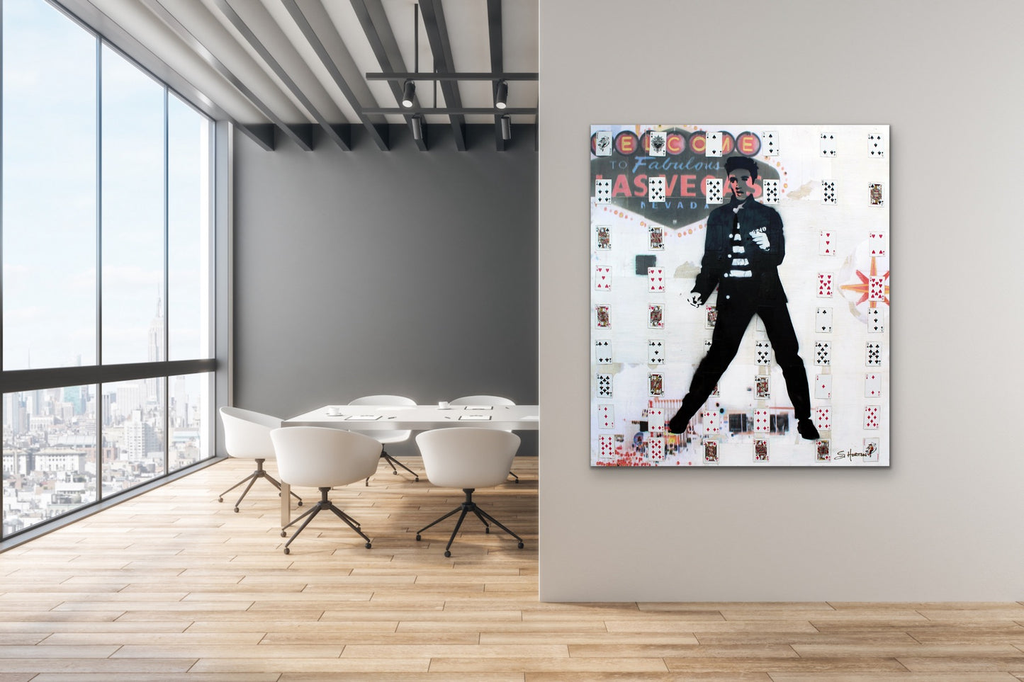 "Viva Las Elvis", 42"w x 48"h, Mixed Media on Board