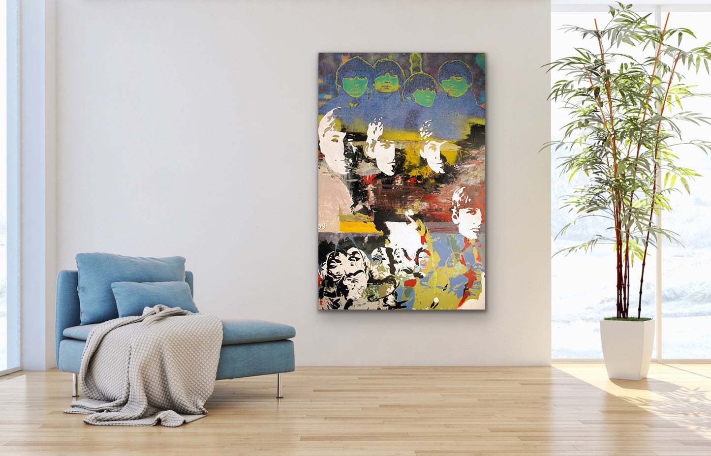 "Green Beatles", 36"w x 60"h, Mixed Media on Board