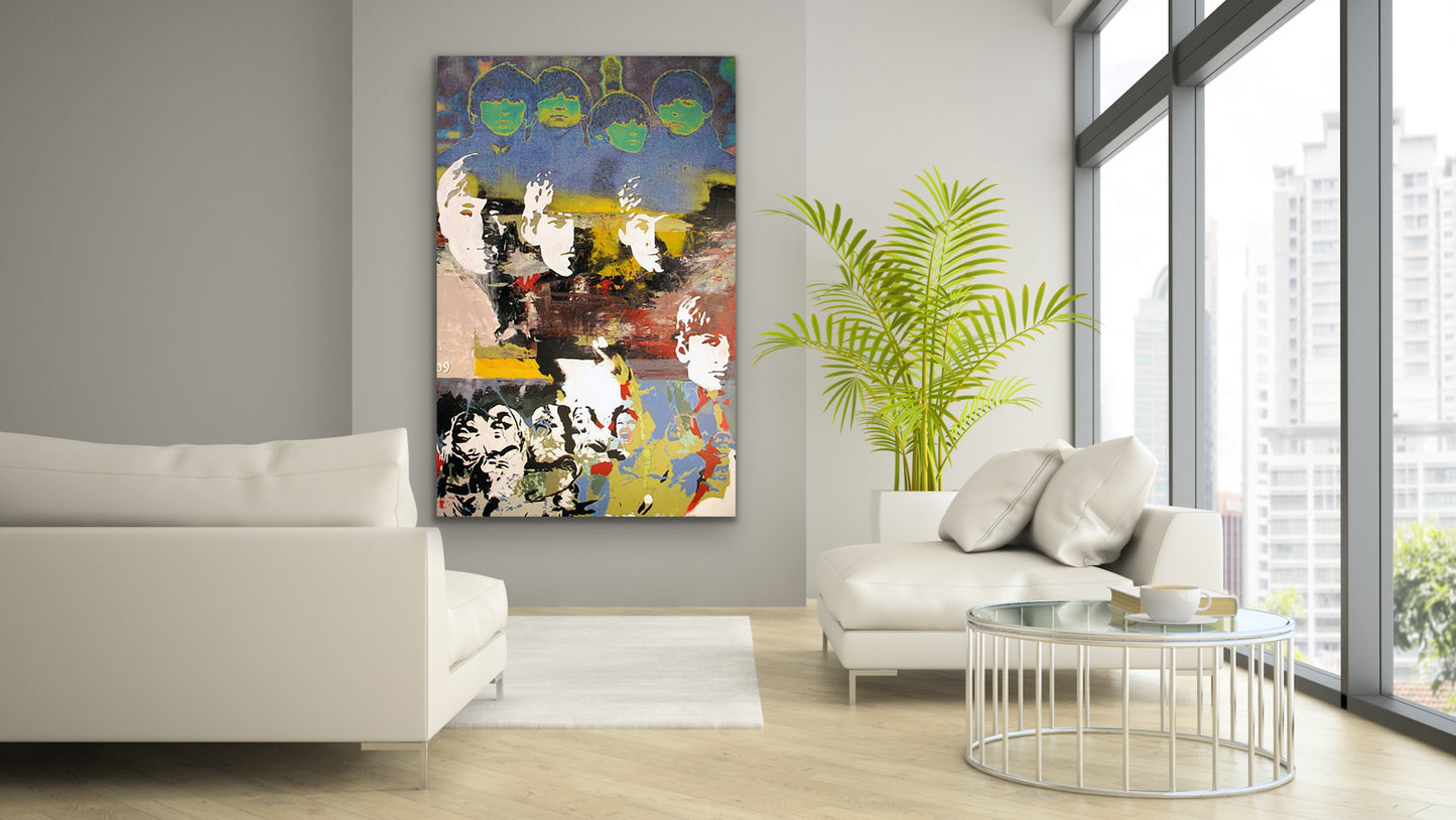 "Green Beatles", 36"w x 60"h, Mixed Media on Board