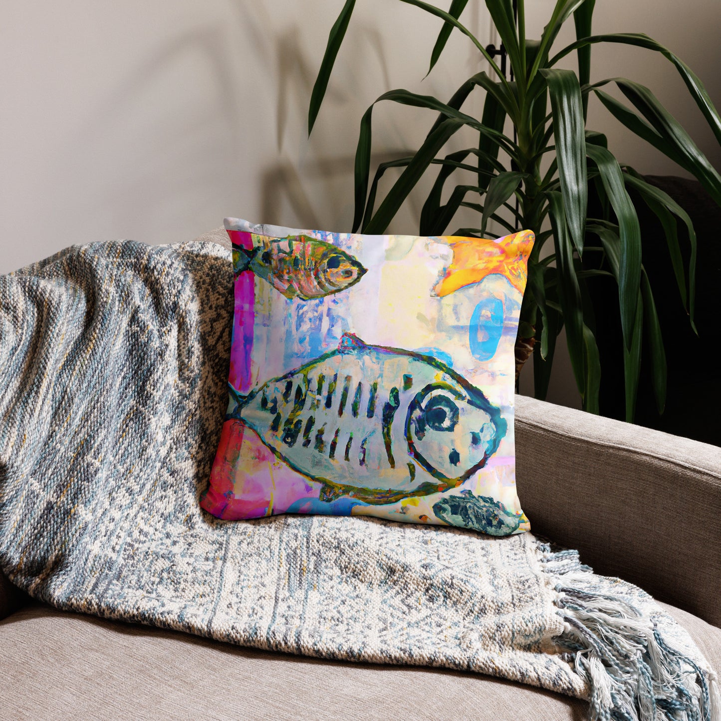 Fish, Animal Life, Surreal, Decorative Throw Pillow, High Quality Image, For Home Decor and Interior Design