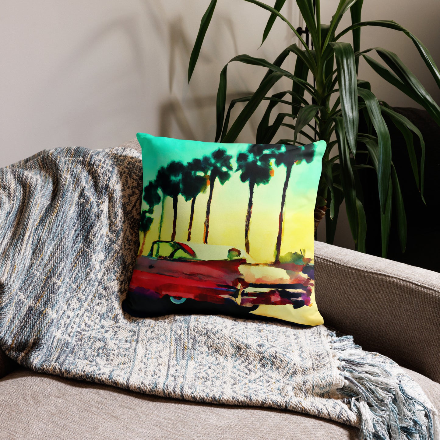 Caddy by the Beach, Beach Life, Decorative Throw Pillow, High Quality Image, For Home Decor and Interior Design