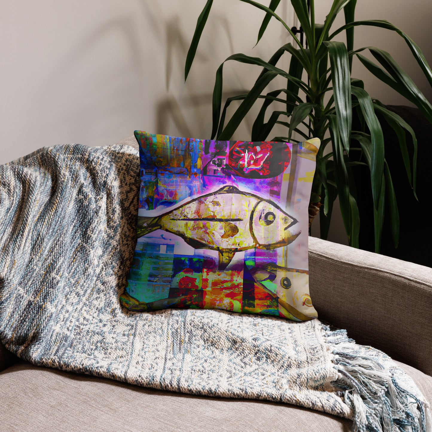 Fish, Animal Life, Surreal, Decorative Throw Pillow, High Quality Image, For Home Decor and Interior Design