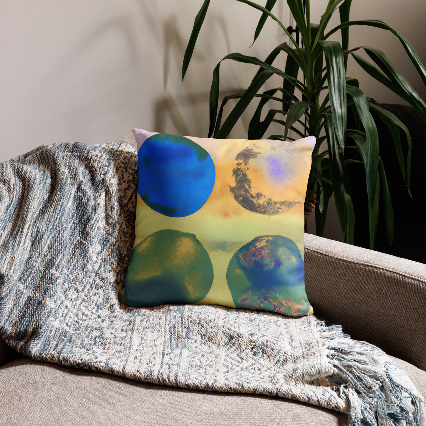 Celestials, Abstract, Decorative Throw Pillow, High Quality Image, For Home Decor and Interior Design