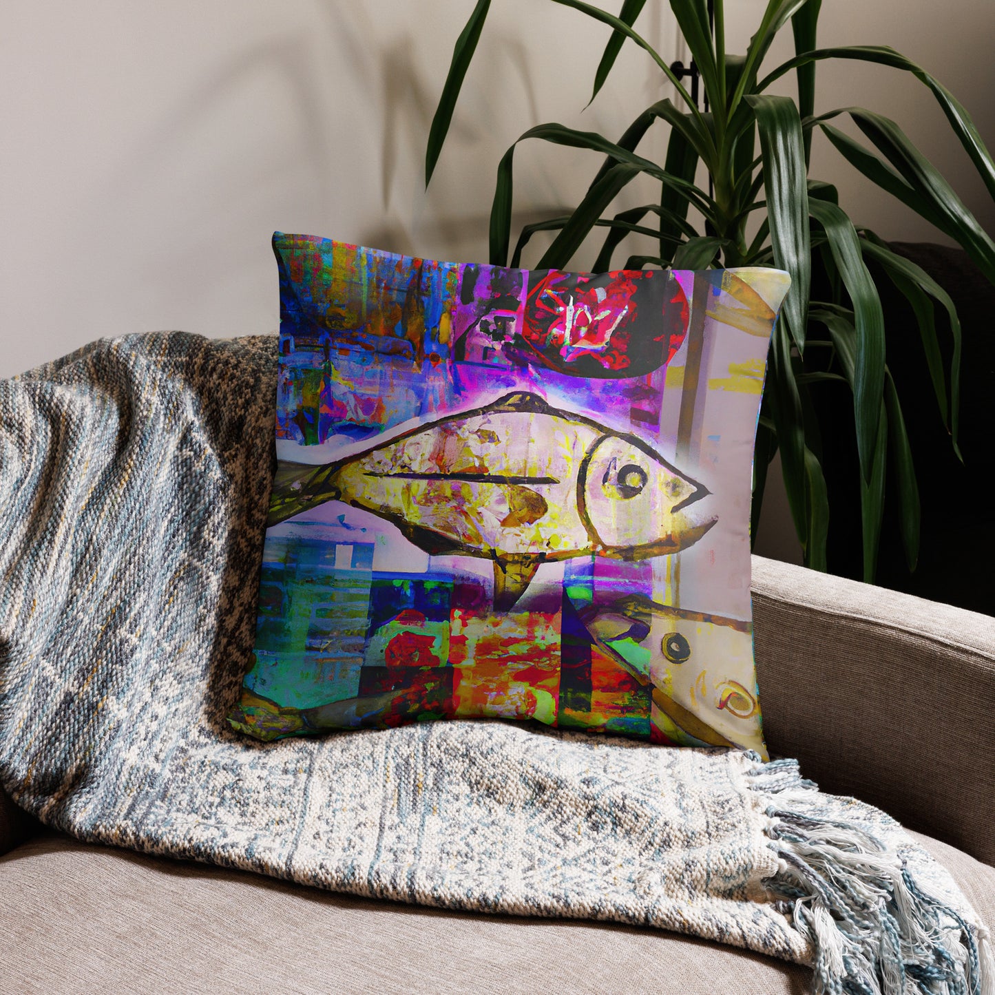 Fish, Animal Life, Surreal, Decorative Throw Pillow, High Quality Image, For Home Decor and Interior Design