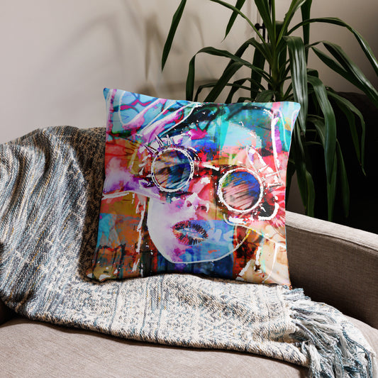 She Vibes, Spiked Sunglasses, Decorative Throw Pillow, High Quality Image, For Home Decor and Interior Design