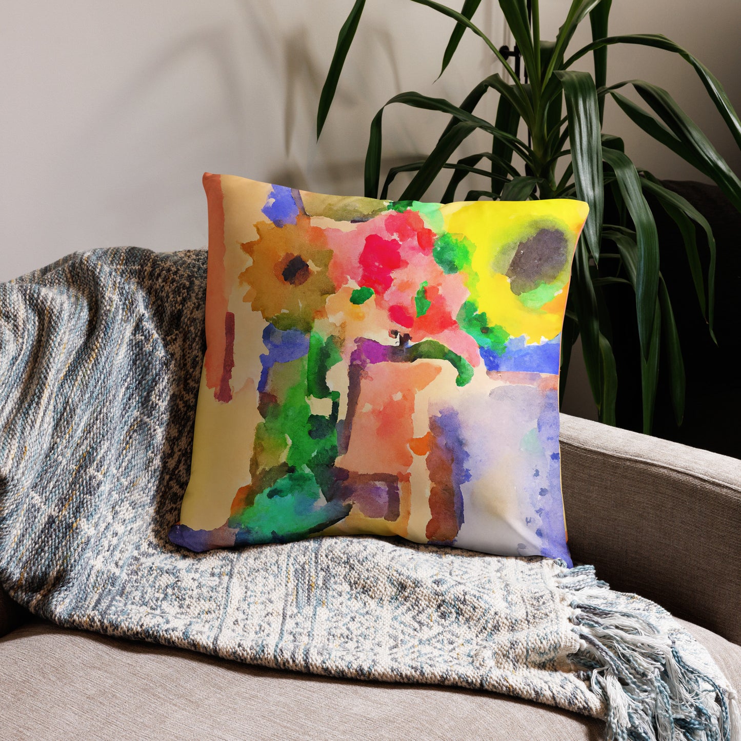 Flower in Vase, Decorative Throw Pillow, High Quality Image, For Home Decor and Interior Design