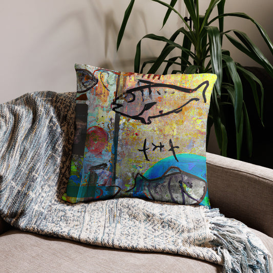 Fish, Animal Life, Surreal, Decorative Throw Pillow, High Quality Image, For Home Decor and Interior Design