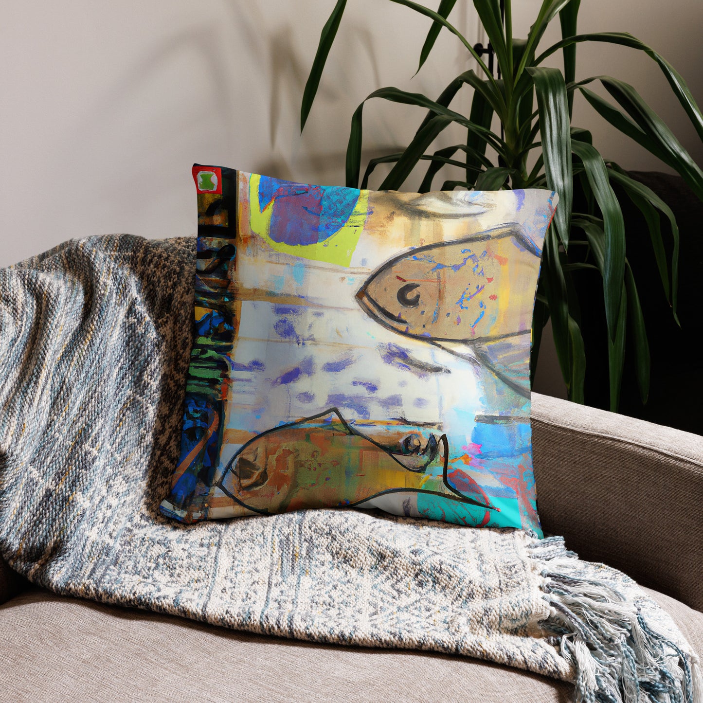 Fish, Animal Life, Surreal, Decorative Throw Pillow, High Quality Image, For Home Decor and Interior Design