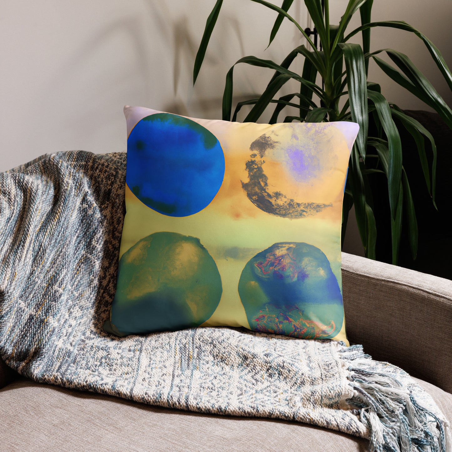 Celestials, Abstract, Decorative Throw Pillow, High Quality Image, For Home Decor and Interior Design