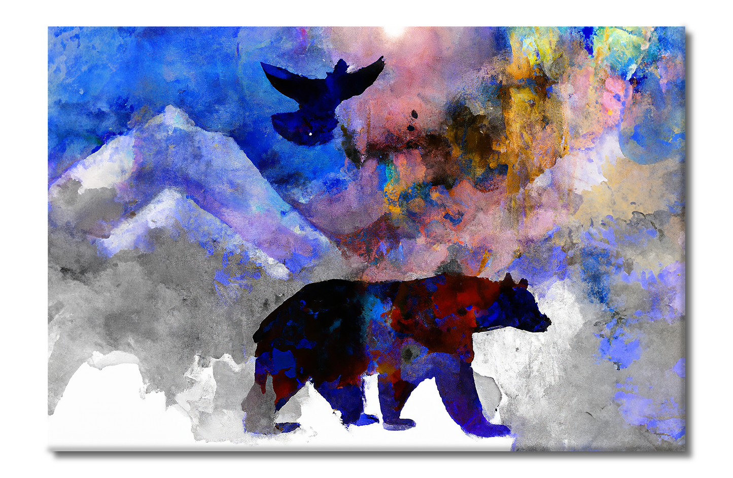 Bear and Eagle, Animal Life, Digital Art, Canvas Print, High Quality Image, For Home Decor & Interior Design