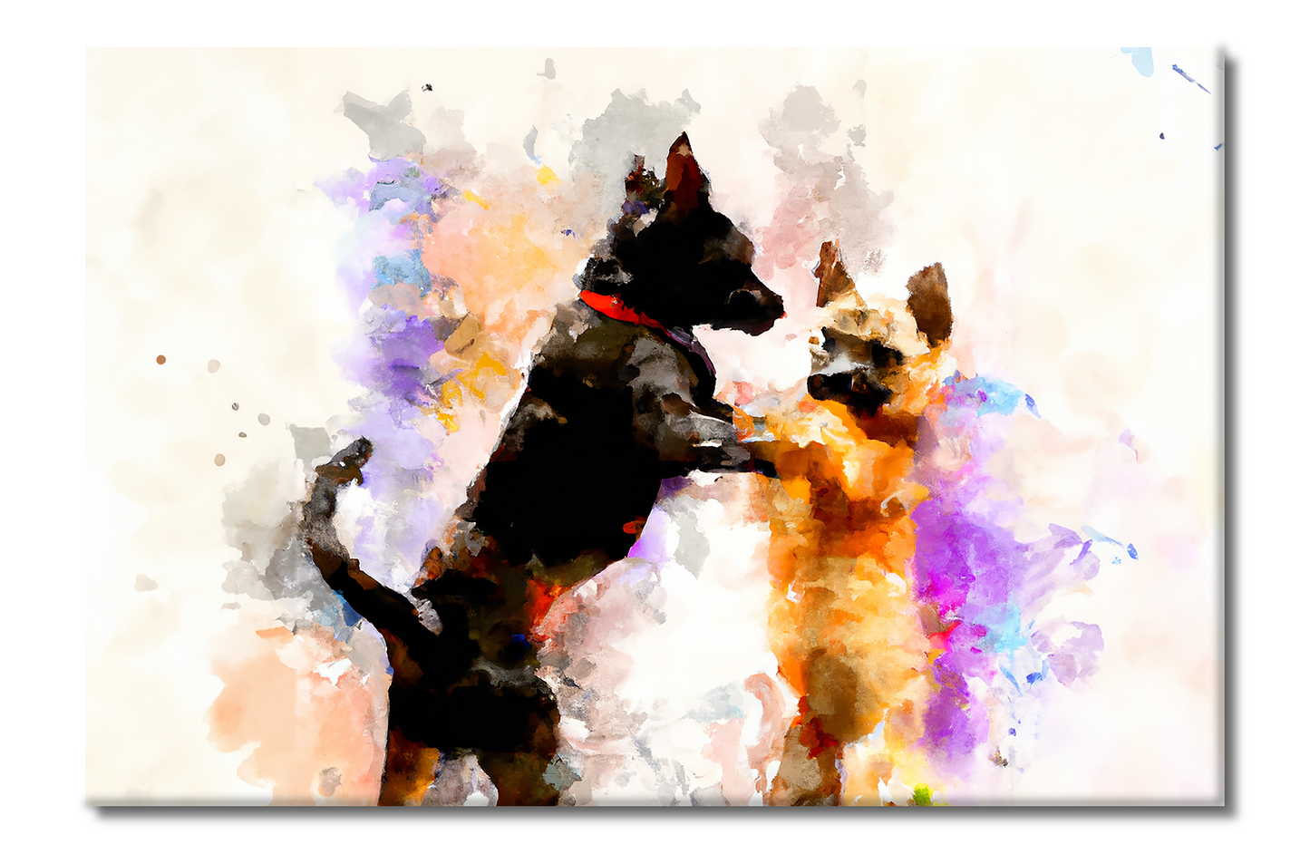 Two Dogs, Animal Life, Digital Art, Canvas Print, High Quality Image, For Home Decor & Interior Design