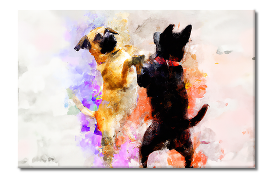 Dog Fight, Animal Life, Digital Art, Canvas Print, High Quality Image, For Home Decor & Interior Design