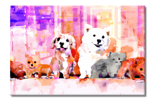 Happy Puppies, Animal Life, Digital Art, Canvas Print, High Quality Image, For Home Decor & Interior Design