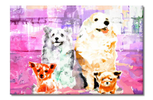 Happy Puppies, Animal Life, Digital Art, Canvas Print, High Quality Image, For Home Decor & Interior Design