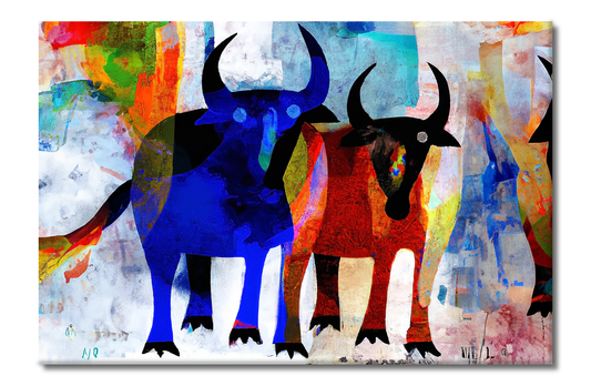 Longhorns, Animal Life, Canvas Print, High Quality Image, For Home Decor & Interior Design