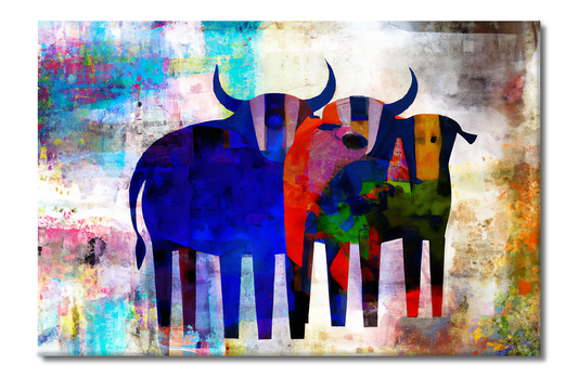 Bull Run, Animal Life, Digital Art, Canvas Print, High Quality Image, For Home Decor & Interior Design