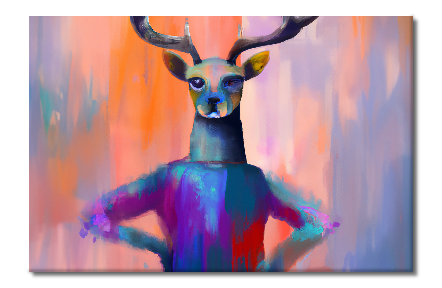 Yes Deer, Animal Life, Surreal, Parody, Digital Art, Giclee on Canvas with Signature, High Quality Image, For Home Decor & Interior Design