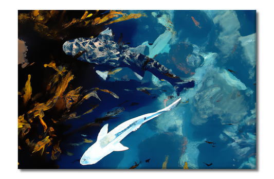Shark Tank, Animal Life, Digital Art, Canvas Print, High Quality Image, For Home Decor & Interior Design