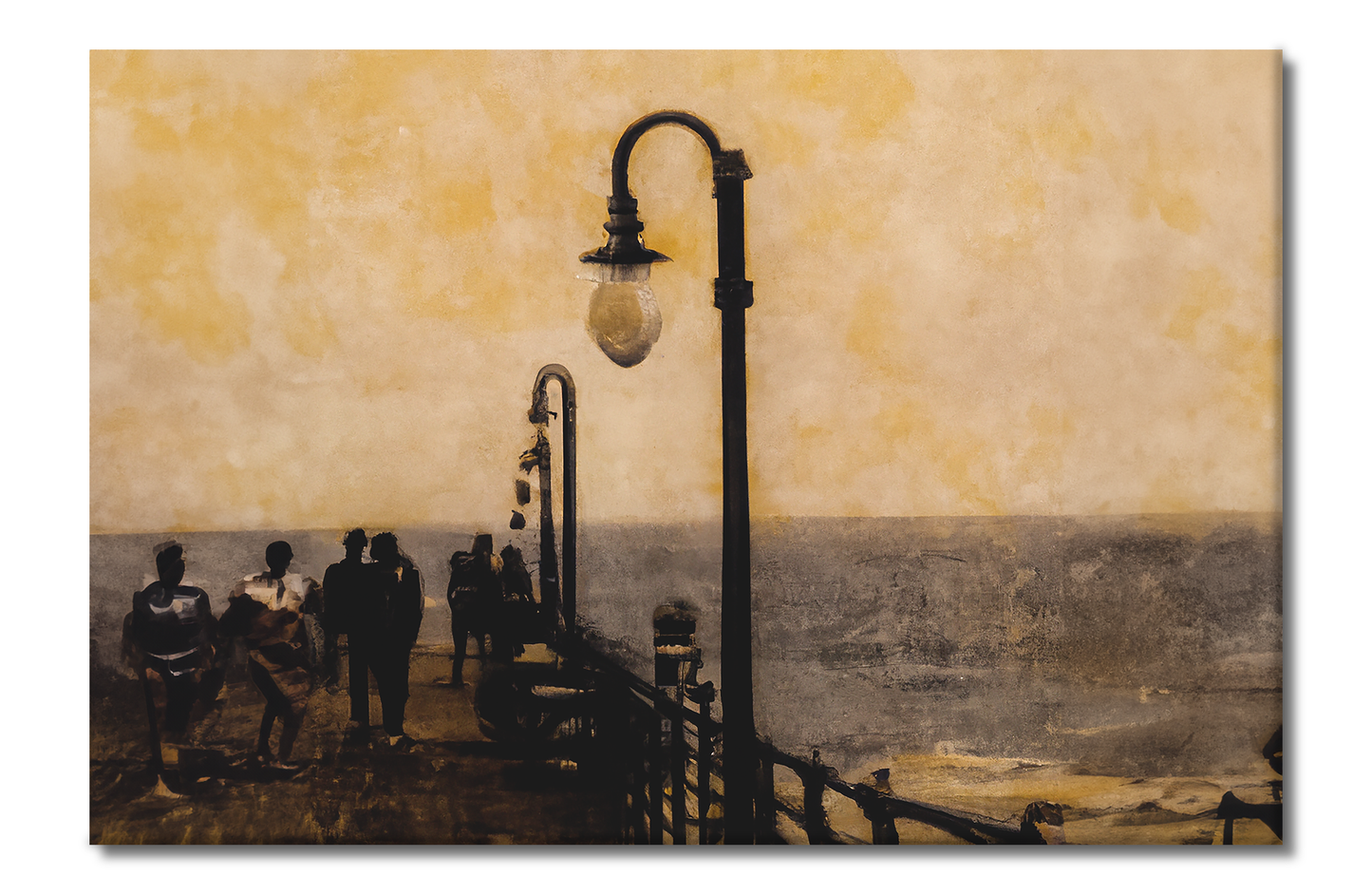 A Day at the Pier, Beach Life, Digital Art, Canvas Print, High Quality Image, For Home Decor & Interior Design