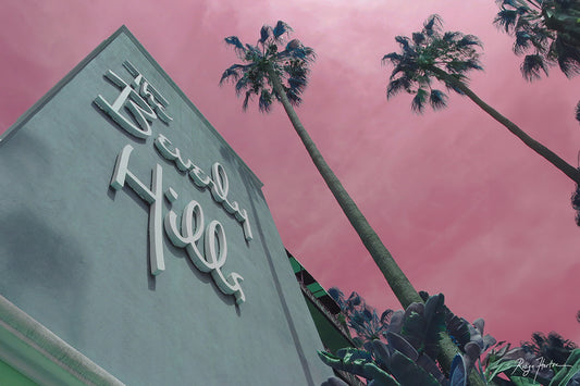 "Beverly Hills Hotel, Pink Sky", 40"w x 30"h Photographic Print on Canvas