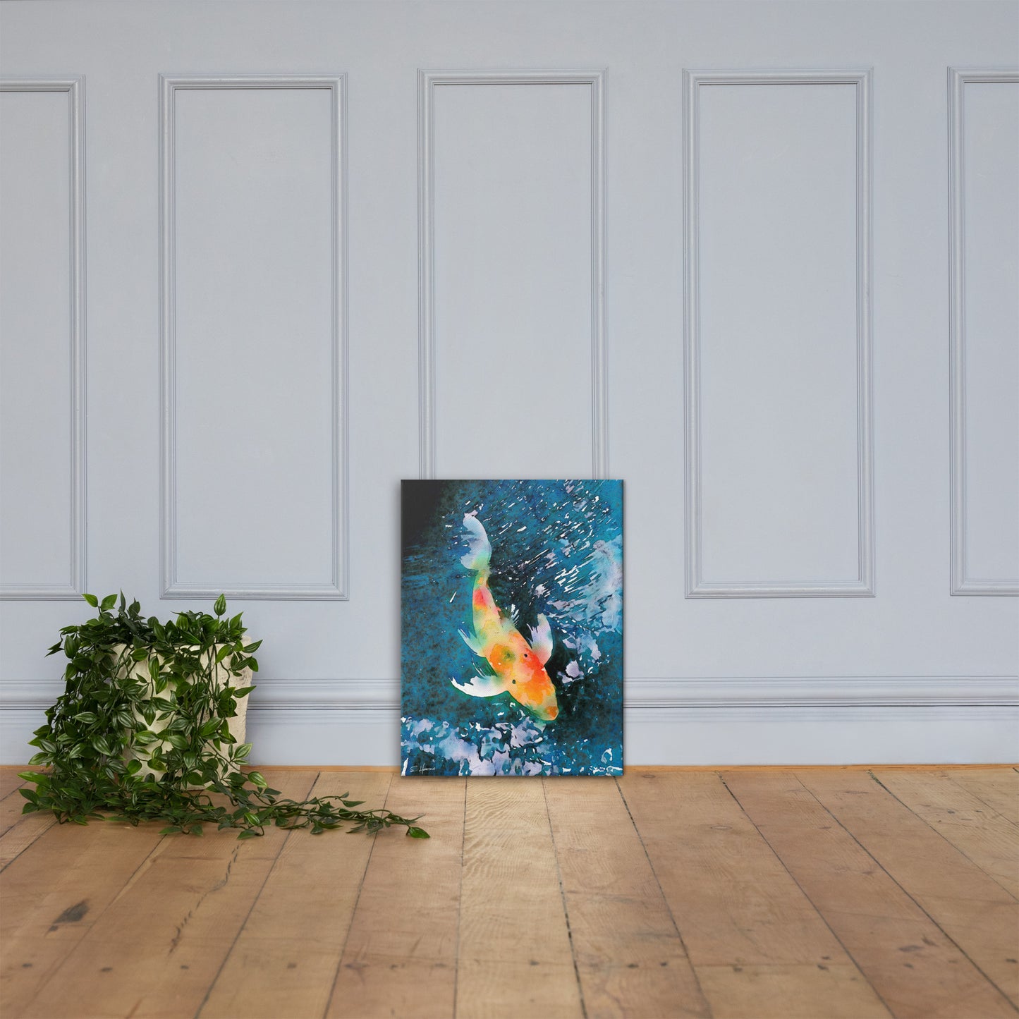 "Swimming in the Koi Pond", Scenic, Animal Life, Digital Art, Giclée on Canvas with Signature, High Quality Image, 30"x40", Limited Edition of 50