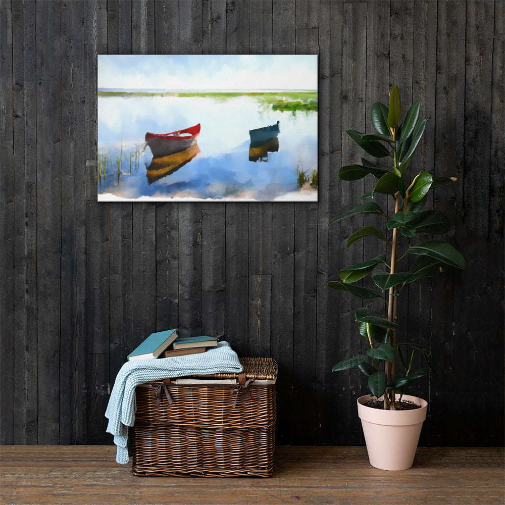 Boats on the Lake, Scenics, Digital Art, Canvas Print, High Quality Image, For Home Decor & Interior Design