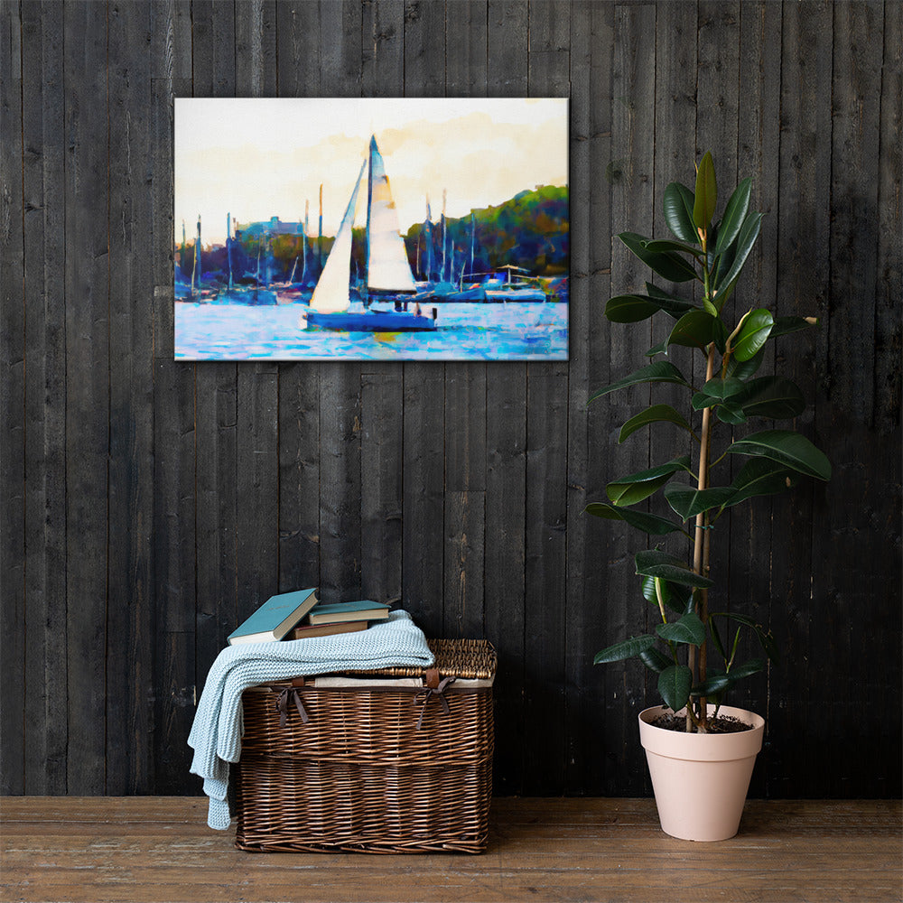 Sailboat on the Marina, Scenics, Digital Art, Canvas Print, High Quality Image, For Home Decor & Interior Design