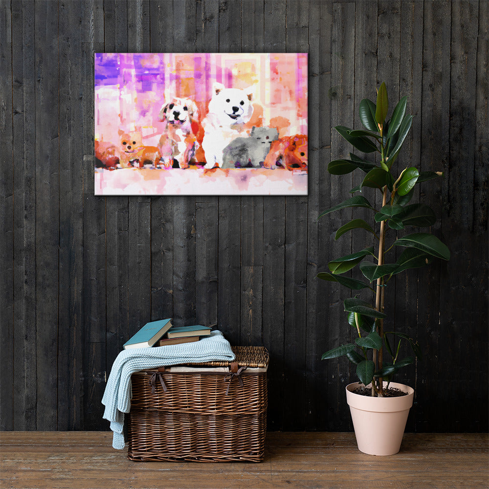 Happy Puppies, Animal Life, Digital Art, Canvas Print, High Quality Image, For Home Decor & Interior Design