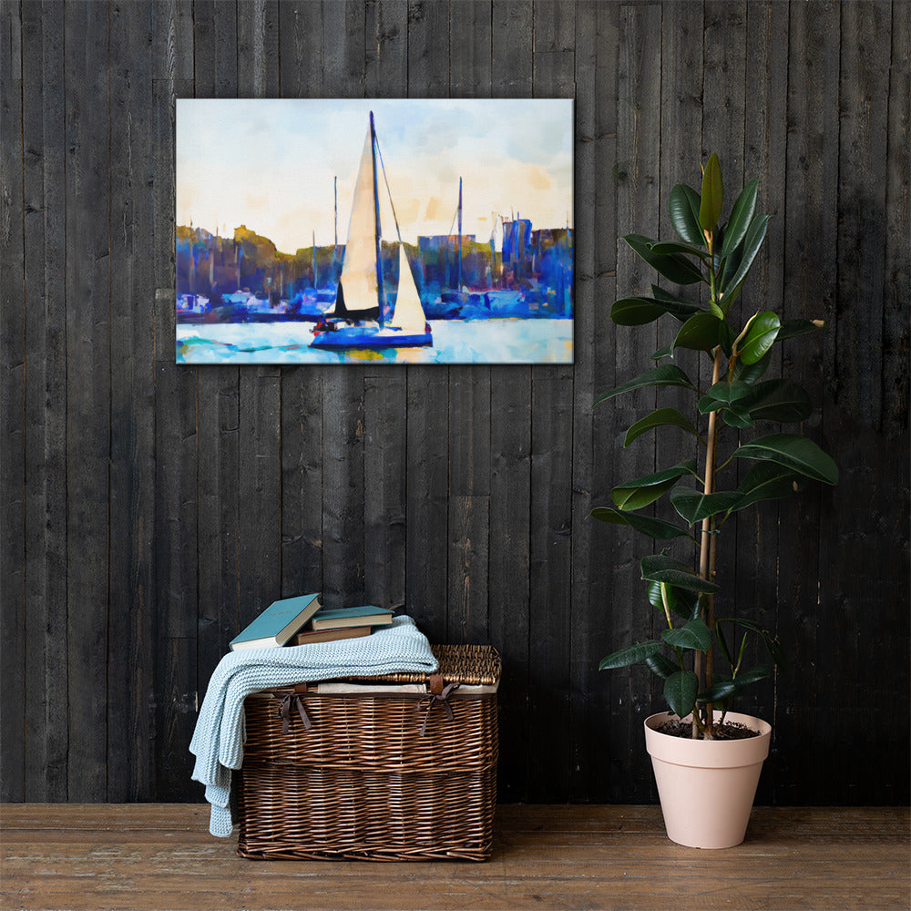 Sailboats in the Marina, Scenics, Digital Art, Canvas Print, High Quality Image, For Home Decor & Interior Design