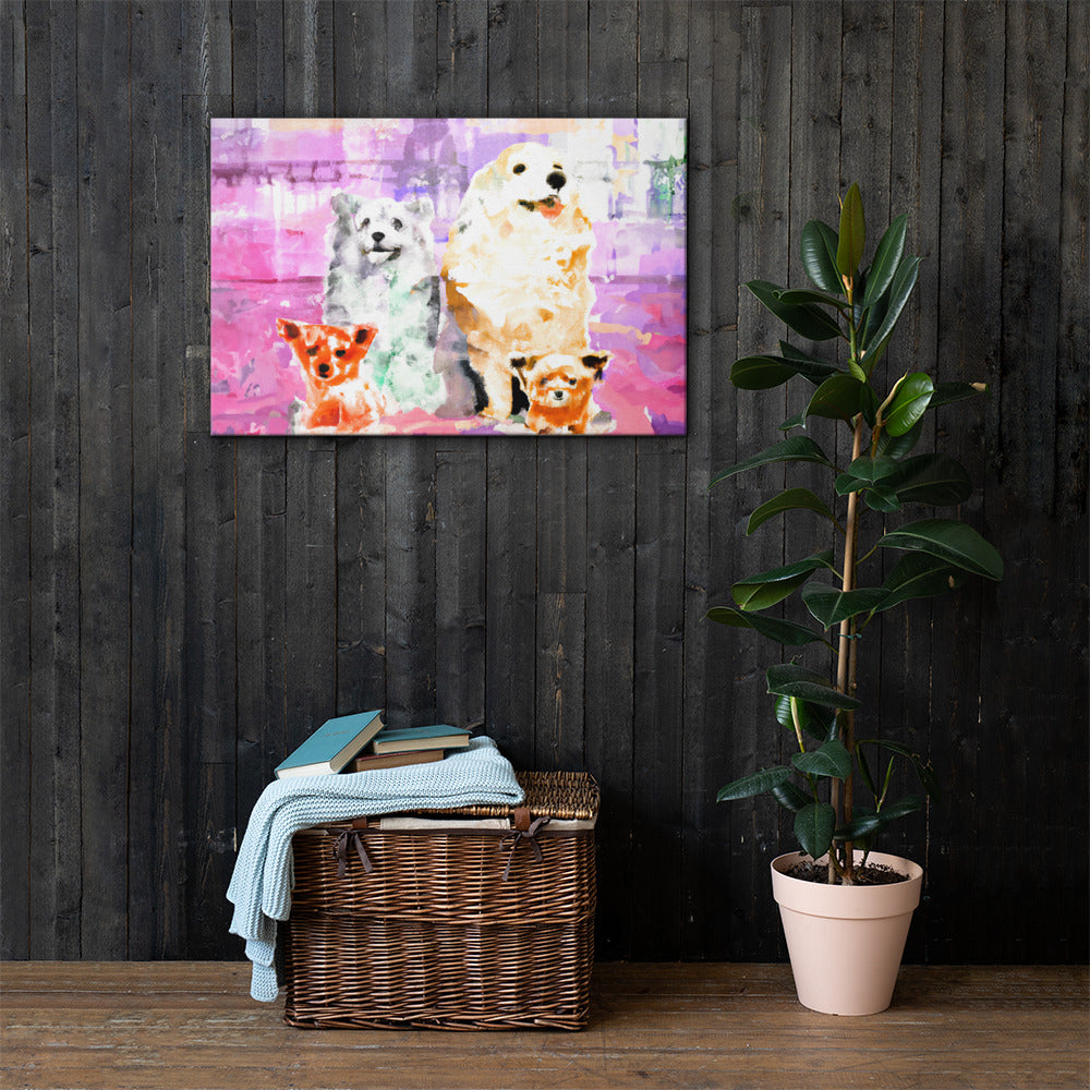 Happy Puppies, Animal Life, Digital Art, Canvas Print, High Quality Image, For Home Decor & Interior Design