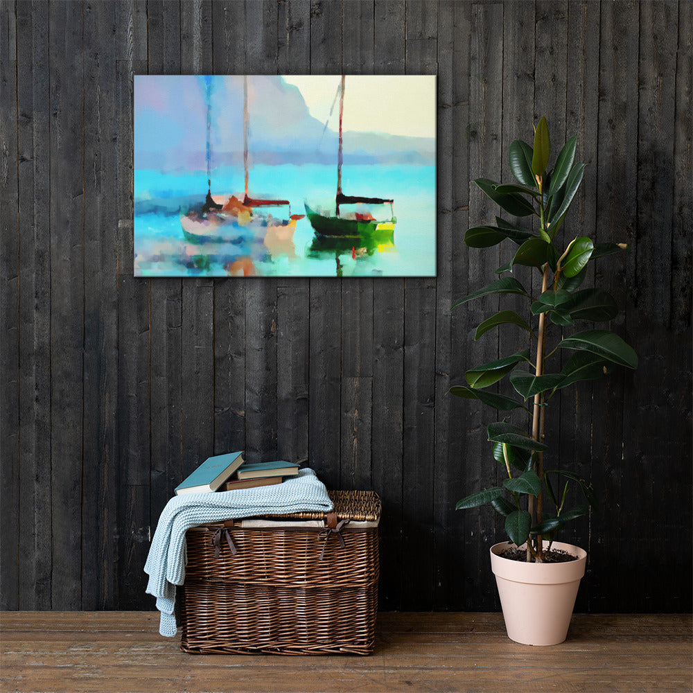 Sailboats on the Bay, Scenics, Digital Art, Canvas Print, High Quality Image, For Home Decor & Interior Design