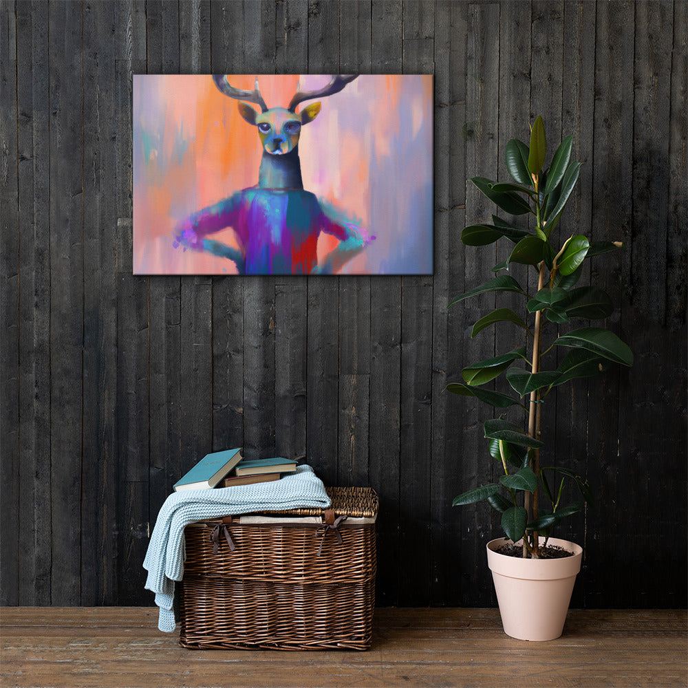 Yes Deer, Animal Life, Surreal, Parody, Digital Art, Giclee on Canvas with Signature, High Quality Image, For Home Decor & Interior Design