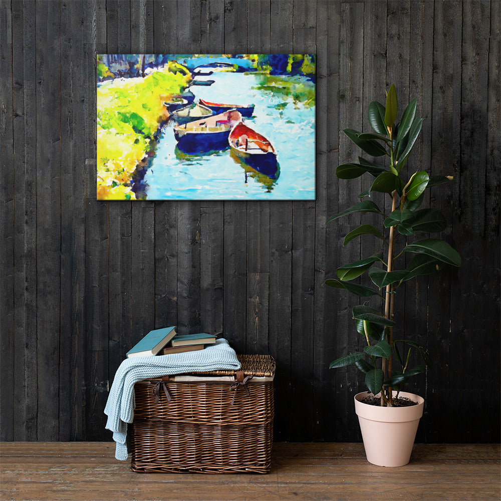 Boats on the Canal, Scenics, Digital Art, Canvas Print, High Quality Image, For Home Decor & Interior Design