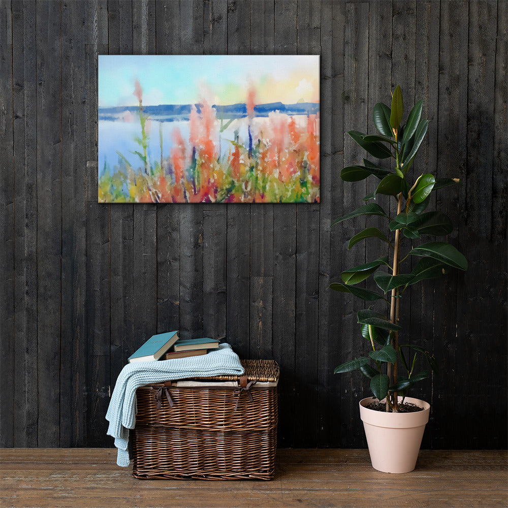 Tall Grass By The Lake, Scenics, Digital Art, Canvas Print, High Quality Image, For Home Decor & Interior Design