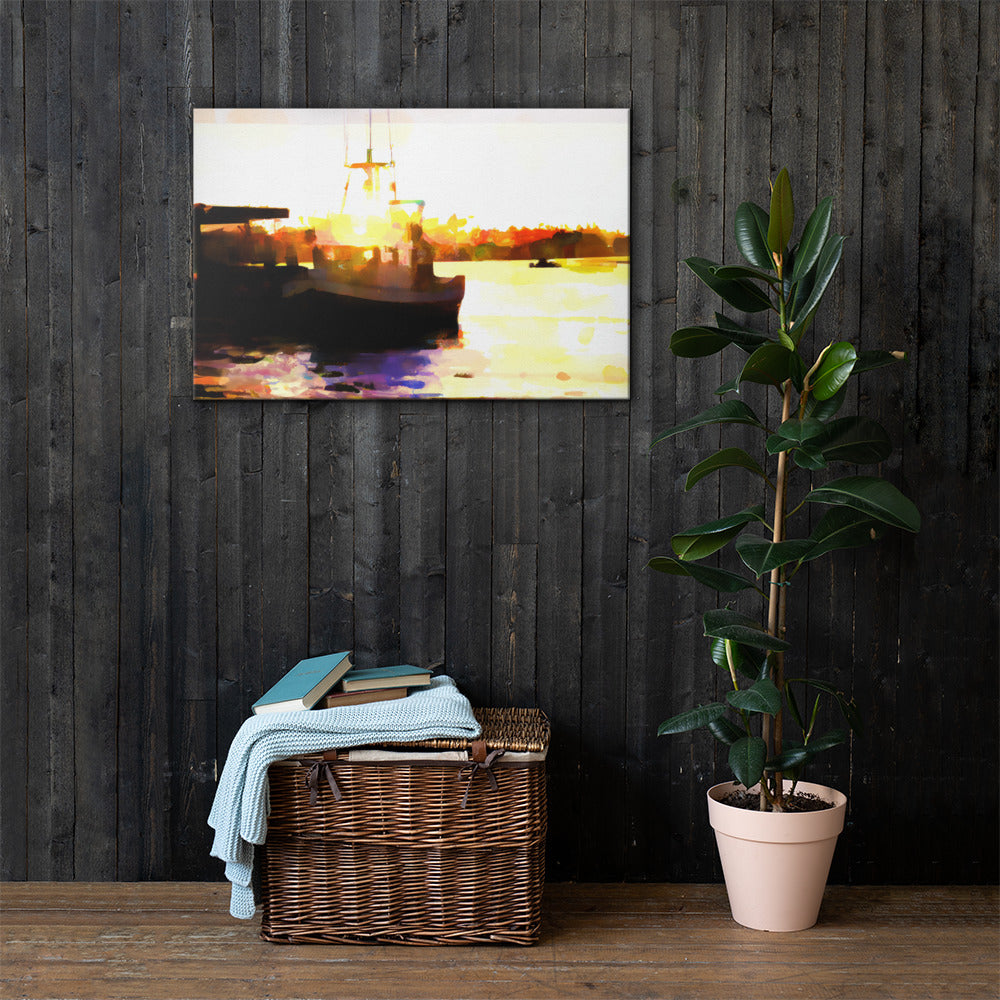 Fishing Boat on the Marina, Scenics, Digital Art, Canvas Print, High Quality Image, For Home Decor & Interior Design