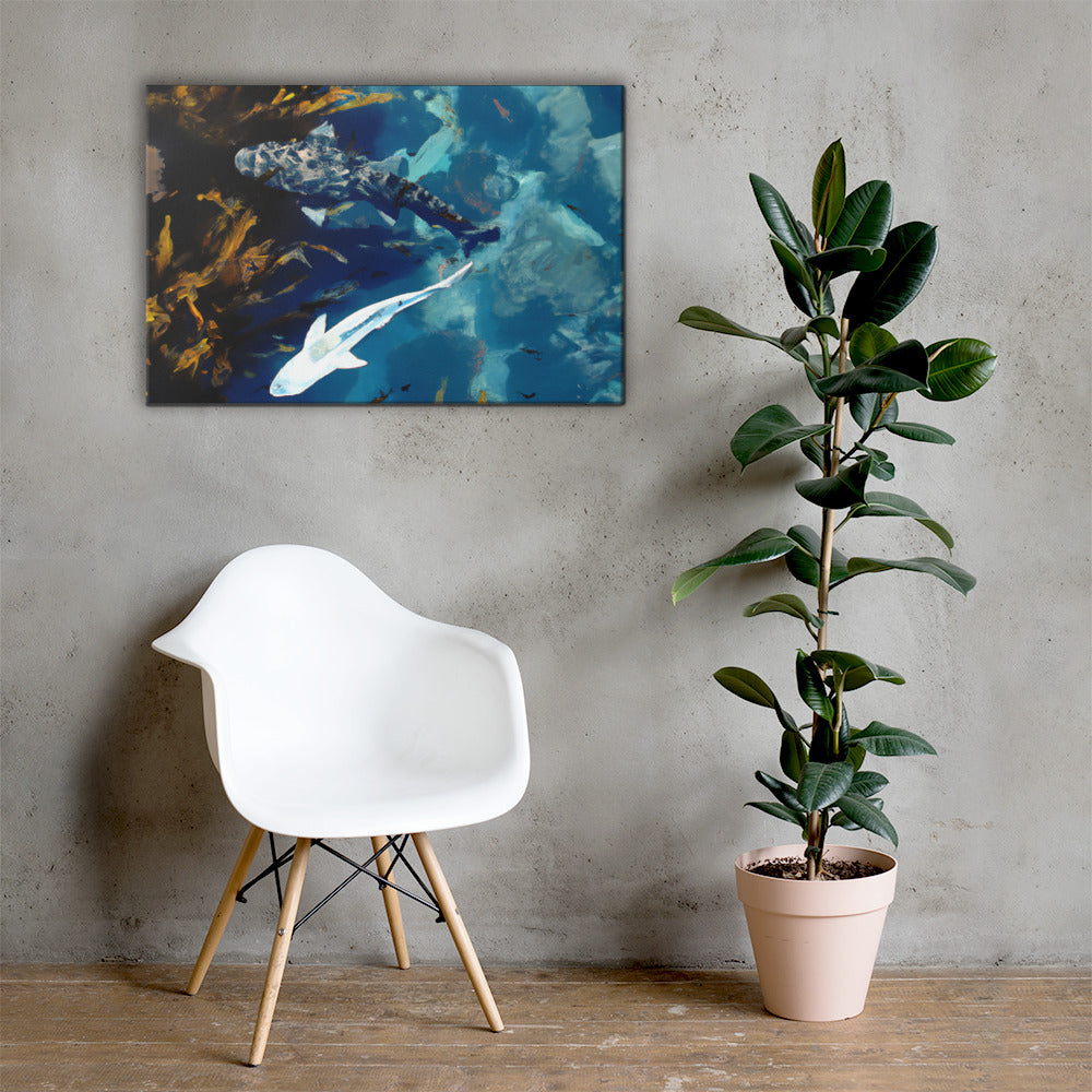 Shark Tank, Animal Life, Digital Art, Canvas Print, High Quality Image, For Home Decor & Interior Design