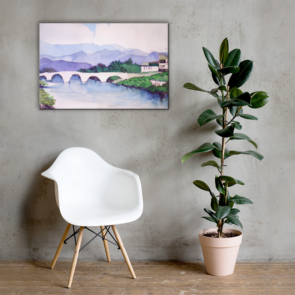 Bridge Over The River, Scenics, Digital Art, Canvas Print, High Quality Image, For Home Decor & Interior Design