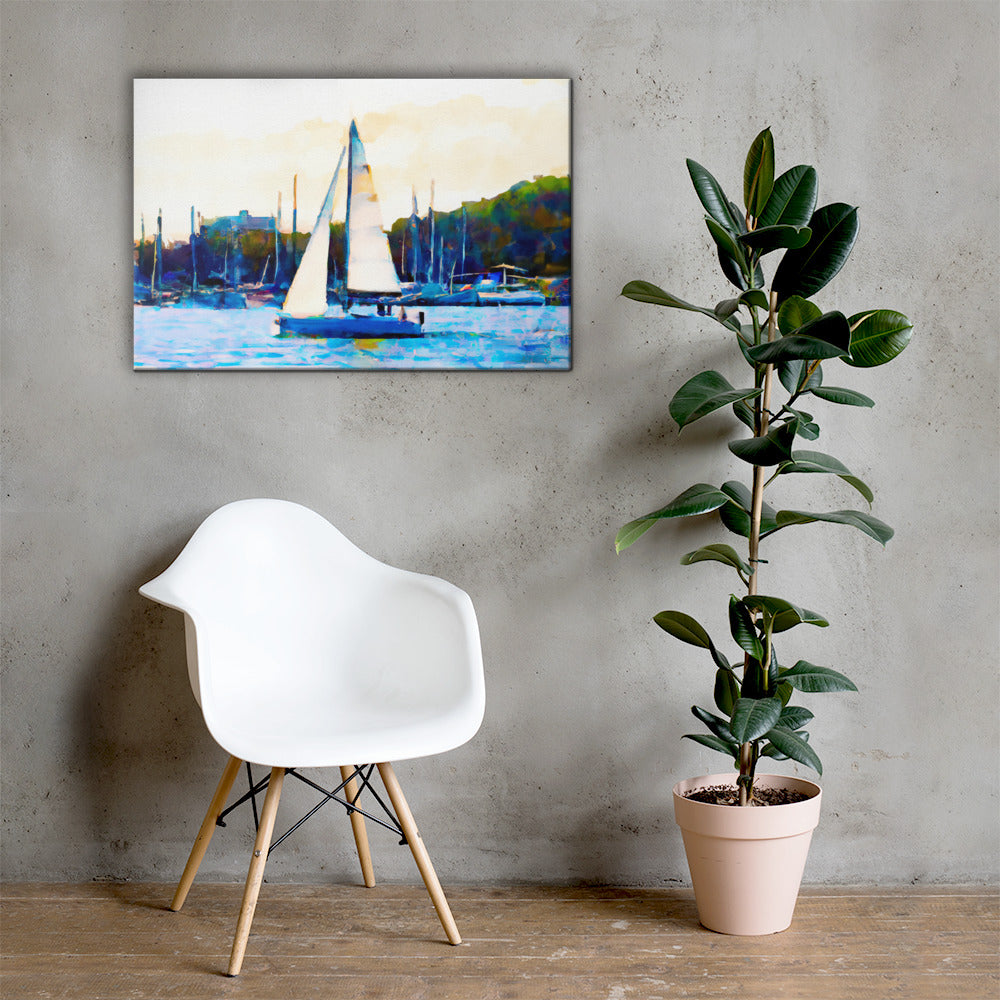 Sailboat on the Marina, Scenics, Digital Art, Canvas Print, High Quality Image, For Home Decor & Interior Design