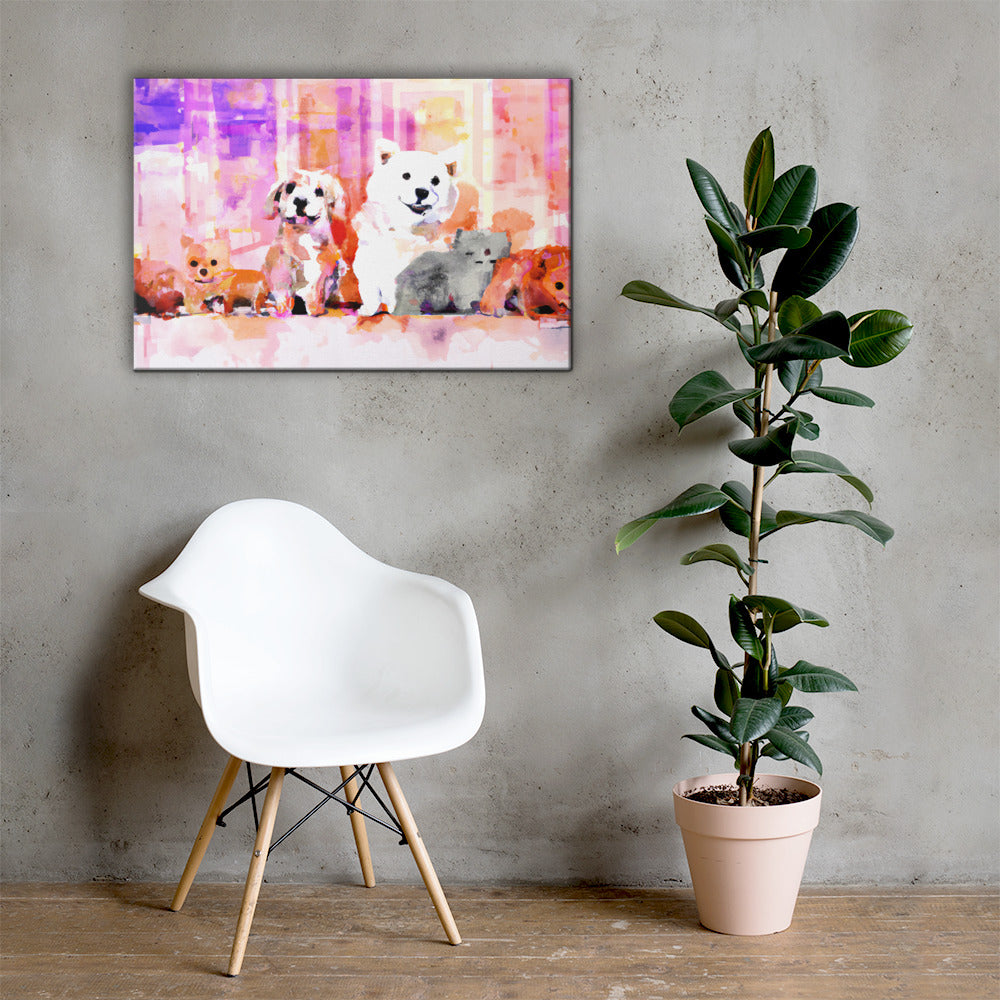 Happy Puppies, Animal Life, Digital Art, Canvas Print, High Quality Image, For Home Decor & Interior Design