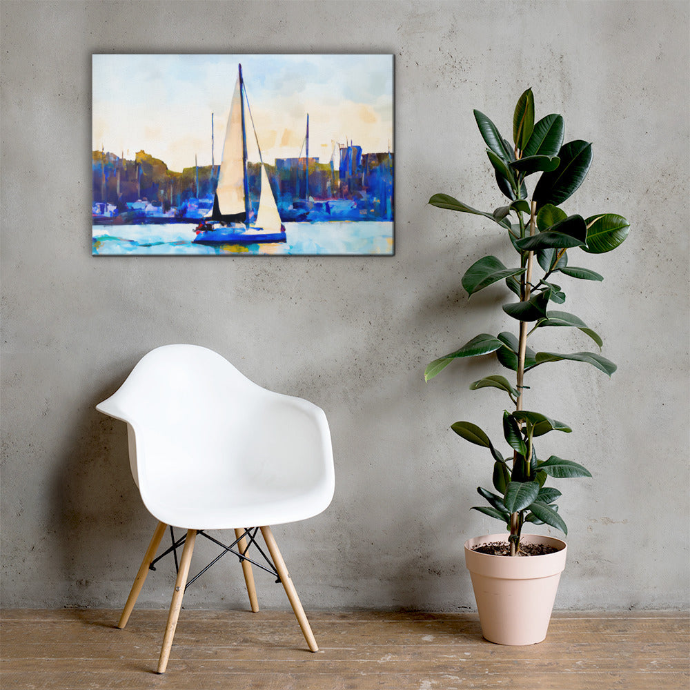 Sailboats in the Marina, Scenics, Digital Art, Canvas Print, High Quality Image, For Home Decor & Interior Design