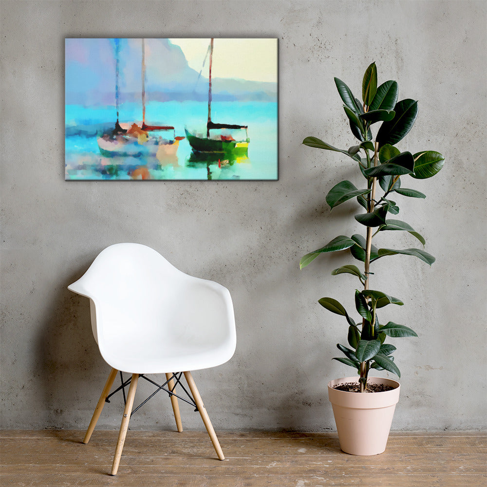 Sailboats on the Bay, Scenics, Digital Art, Canvas Print, High Quality Image, For Home Decor & Interior Design