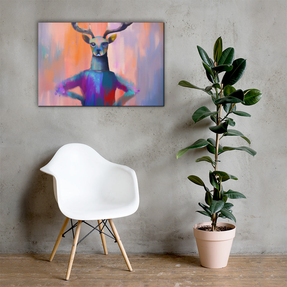 Yes Deer, Animal Life, Surreal, Parody, Digital Art, Giclee on Canvas with Signature, High Quality Image, For Home Decor & Interior Design