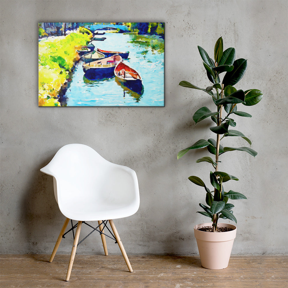 Boats on the Canal, Scenics, Digital Art, Canvas Print, High Quality Image, For Home Decor & Interior Design